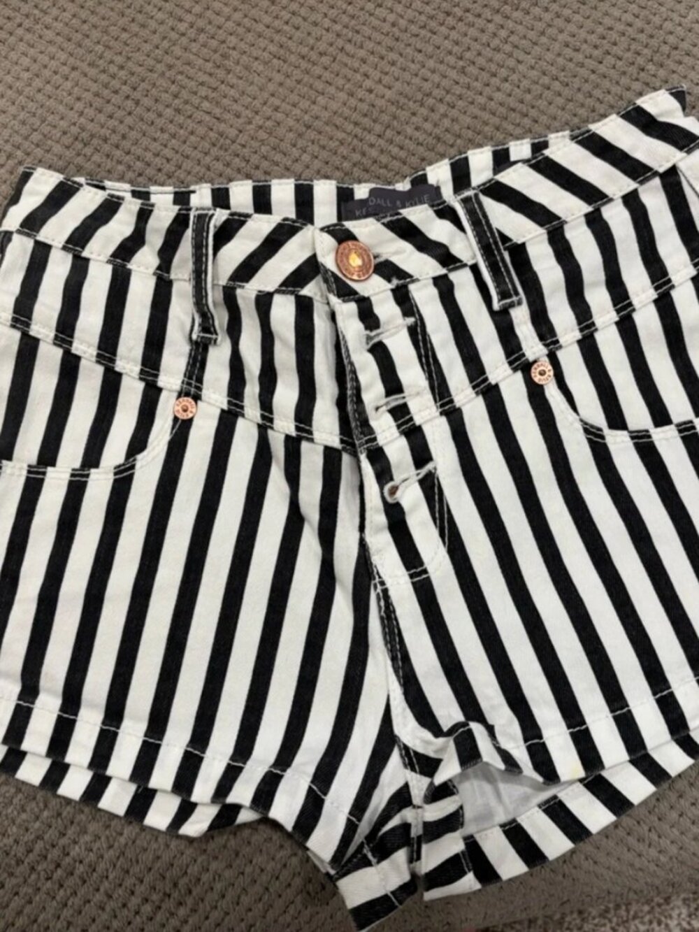 Kendall & Kylie Black and White Striped Shorts